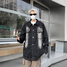 春秋季夹克男士潮流宽松日系纯色百搭灯芯绒青年外套男W6334-P61，男装夹克，星座412-3
