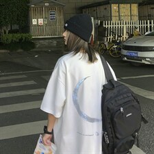 夏季反光月亮短袖印花T恤男宽松大码半袖上衣情侣A071-9006-P30，男装T恤，电商A071
