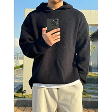 冬季纯色简约连帽毛衣男日系宽松穿搭复古慵懒休闲针织衫MS21，男装针织衫/毛衣，星座1116A（原606A-3）