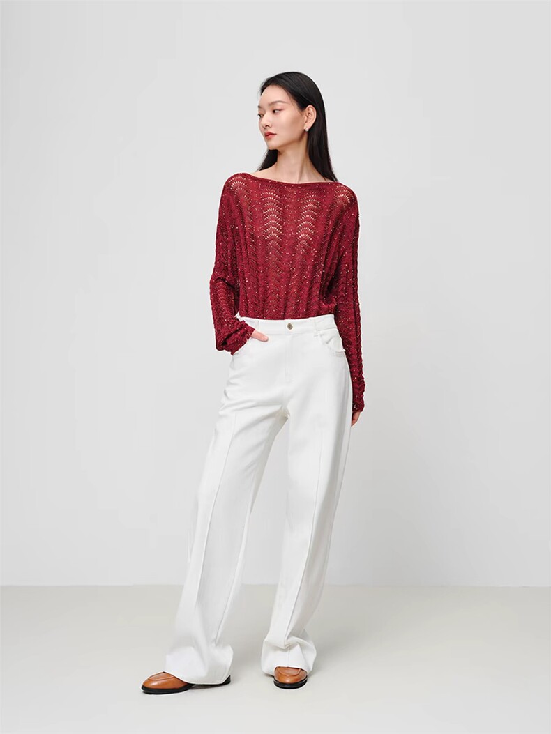 棉质高腰提臀四面弹白色阔腿牛仔裤2025夏季新款，女装牛仔裤，泰合衣坊