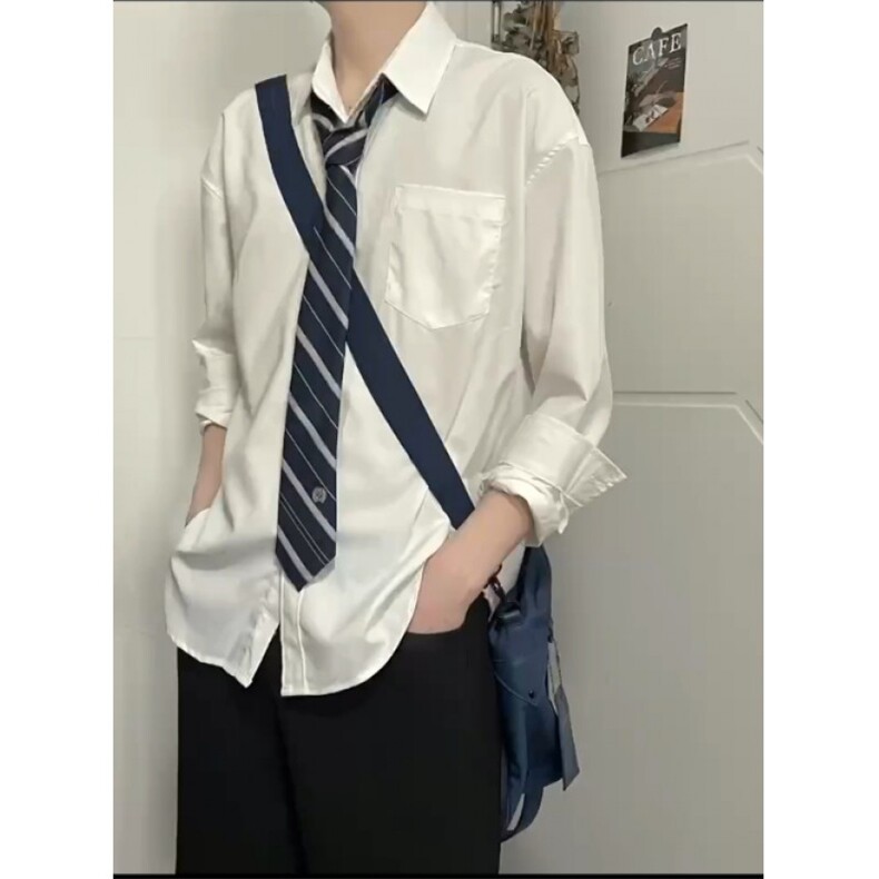 dk制服男打底衫高级感长袖衬衣dk衬衫男潮牌学院风图片