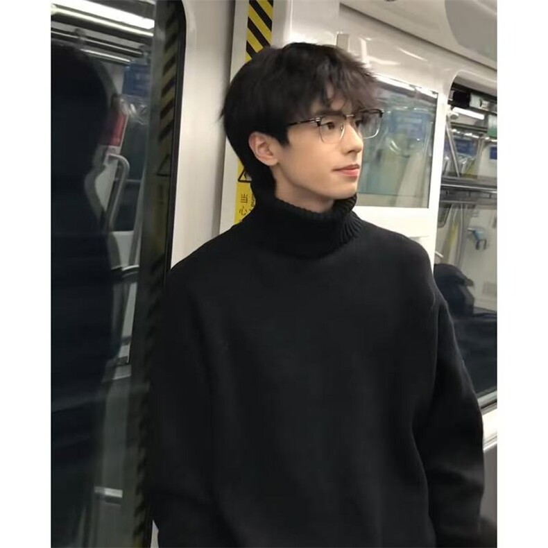 冬季男高领毛衣慵懒风加厚宽松帅气针织衫毛衣1001-1-6064-P43图片