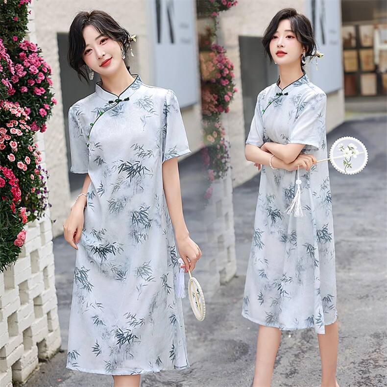 新中式水墨画吊带连衣裙女2024夏季新款气质减龄长裙,女装连衣裙,冬木谷雨