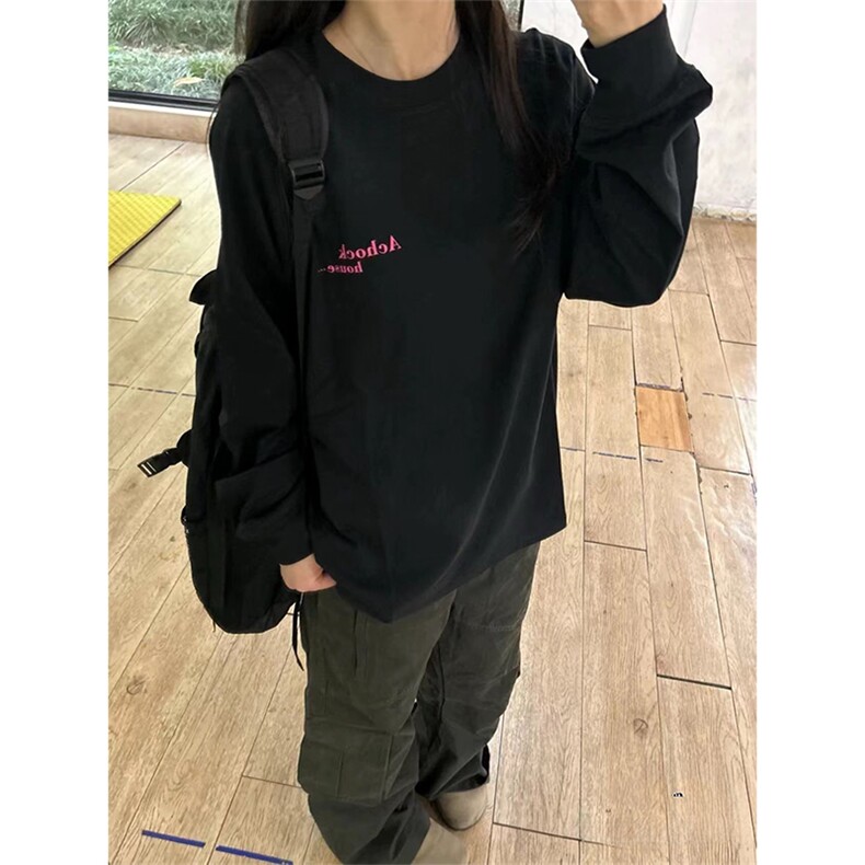 现货230克重磅精梳纯棉束口印花螺纹袖口长袖T恤打底衫ACT07,男装T恤,电商A443