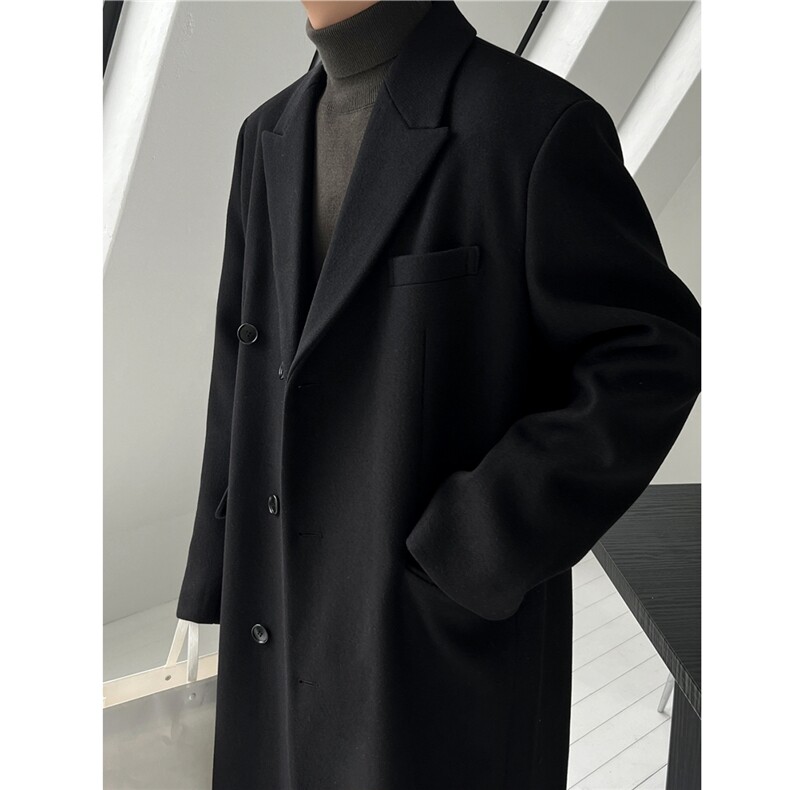 秋冬季新款毛呢大衣男中长款过膝高级感呢子风衣外套韩版宽松潮流，男装风衣，星座710