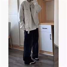 26春装高品质老钱风立领夹克外套男女美式潮牌拉链工装风宽松上衣，男装夹克，电商A486