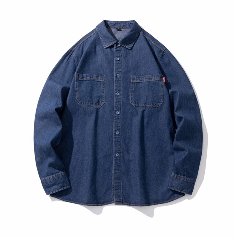 25年春季长袖衬衫工装潮流牛仔衬衣宽松现货DS-C323-1-N81-批45，男装衬衫，电商C323-1