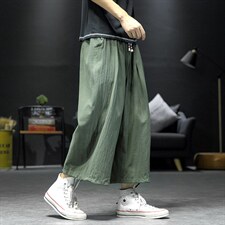 2023春新沙发墙模特休闲大码男宽松九分棉麻亚麻休闲裤K2076-P35，男装休闲裤，电商A082