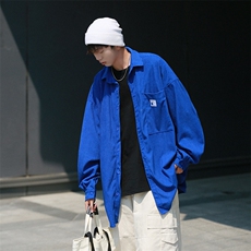 秋冬新款港风日系复古灯芯绒外套长袖衬衫宽松bf情侣款H217/P45，男装衬衫，钱塘713