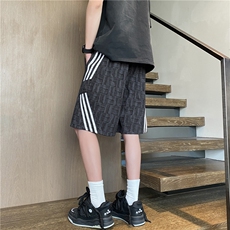 抖音品质夏季新款格子灯芯绒宽松休闲短裤B315-K25506-特p25控48，男装牛仔裤，电商B315