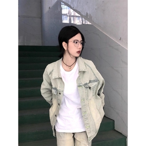 高街牛仔外套男女春秋复古港风潮拉链设计感小众夹克HH8887 P62图片