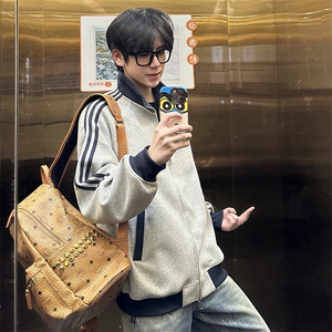 抖音得物高品质 美式高街重磅结构设计拼接织带立领卫衣外套 CM42图片