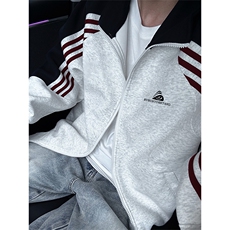 抖音得物秋美式高街重磅结构织带拼接撞色立领卫衣外套ACM4103，女装短外套，电商A443