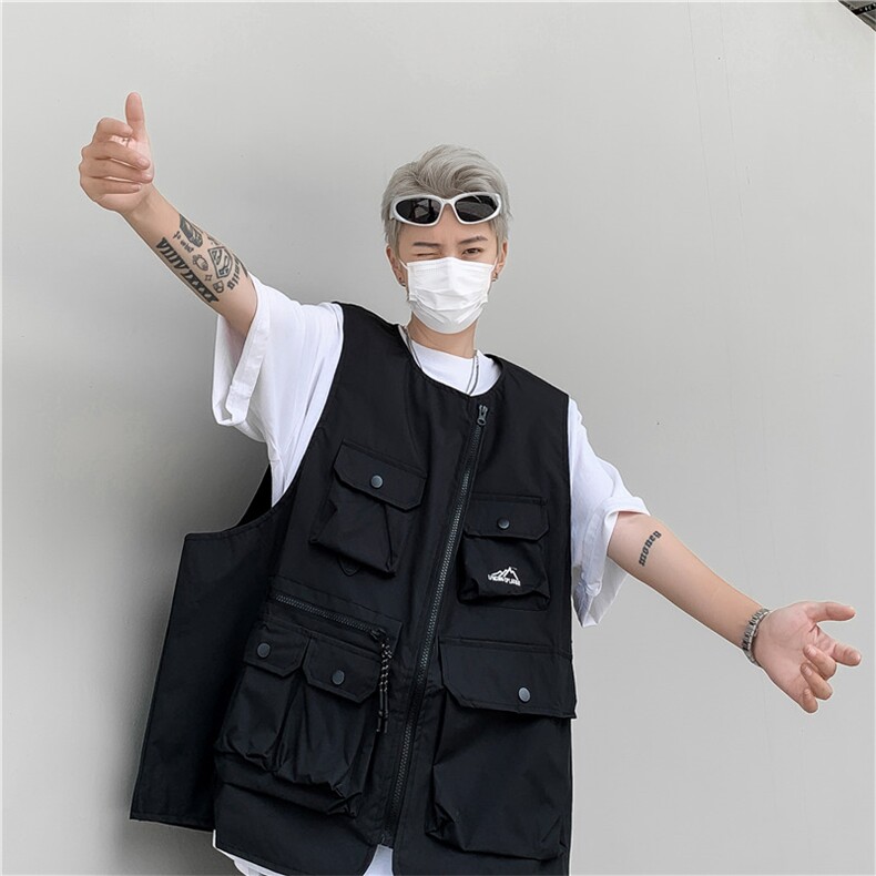 F348-P48夏季日系机能多口袋工装马甲男潮流坎肩无袖背心现货,男装背心/马甲,星座512-6