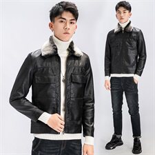 PY98皮毛一体羊羔毛男外套网红快手同款加绒机车服，男装皮衣，电商D310（原电商305）