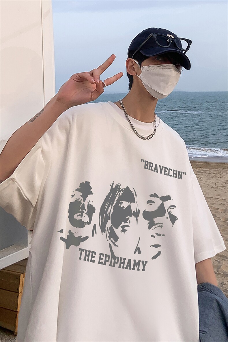 B239-1213-P28个性人物头像抽象印花夏季高克重半袖短袖t恤,男装T恤,星座514-2(原B239)