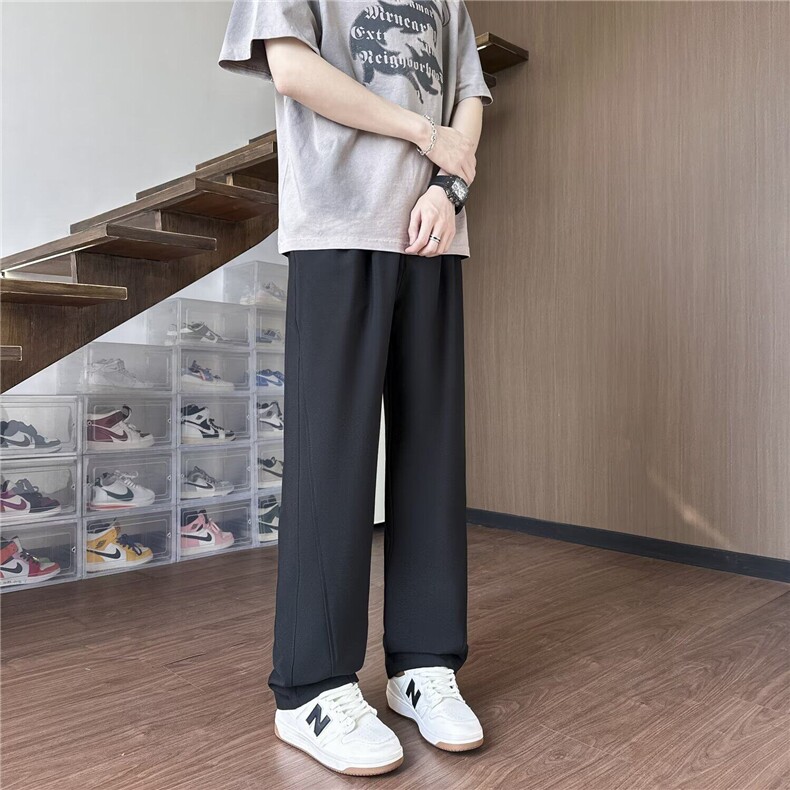 西裤男生直筒宽松垂坠感高级感夏季薄款休闲裤美式高腰休闲裤,男装西裤,星座410-7