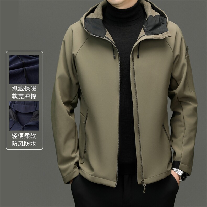 JK3275加绒软壳冲锋衣外层梭织五防面料恒温黑科技外套,男装夹克,钱塘207-1