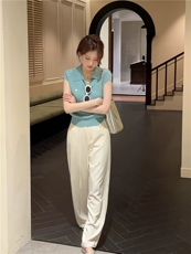 夏日特调白色显瘦阔腿裤夏季棉麻裤女2025新款，女装休闲裤，湘姗
