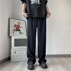 西装裤男夏冰丝长裤宽松直筒阔腿休闲裤痞帅高级垂感裤K0465-P38，男装休闲裤，星座308B-1
