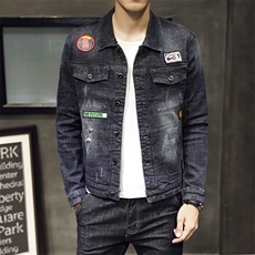 2021水洗牛仔衣男刺绣韩版修身夹克男外套店主风QT6027-A83-P130，男装夹克，电商D218
