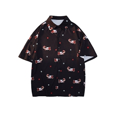 8XL-M腊肠狗花衬衫男短袖夏季冰丝薄款花衬衣寸衫外套DC28003P38，男装T恤，电商B312