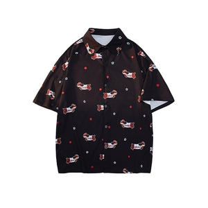 8XL-M腊肠狗花衬衫男短袖夏季冰丝薄款花衬衣寸衫外套DC28003P38图片