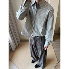 2025新款法麻衬衫格纹长袖衬衣上衣空调衫薄外套，男装衬衫，四季星座505