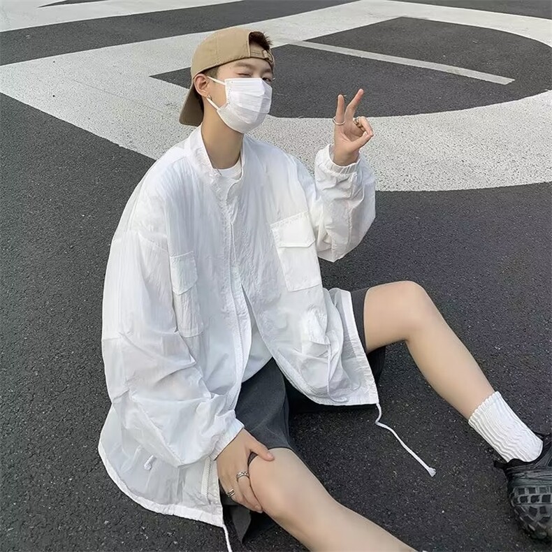港风短袖衬衫男夏季潮牌痞帅气白色五分半袖上衣工装衬衣,男装衬衫,星座716-4