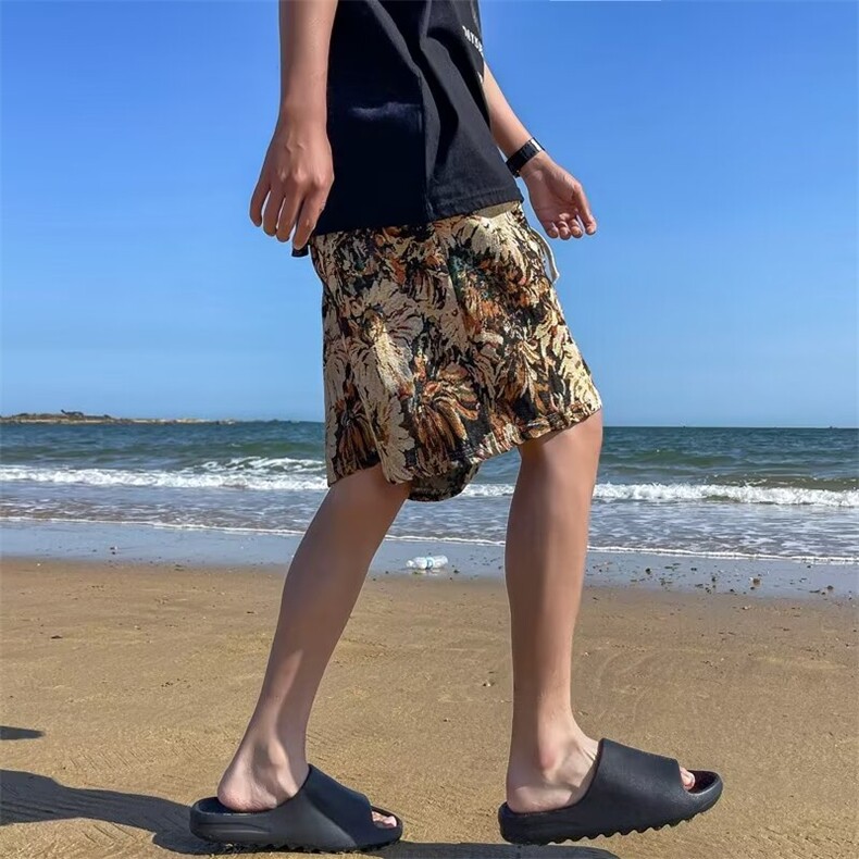 夏季新款提花冰丝短裤速干薄款宽松休闲运动沙滩五分裤,男装牛仔裤,星座410-6（原星座1304-1）