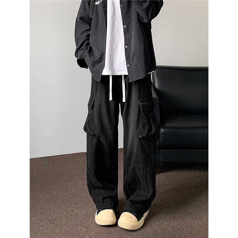 阔腿工装牛仔裤男款秋冬潮牌大口袋宽松裤子水洗复古高街拖地长裤,男装牛仔裤,星座410-6（原星座1304-1）