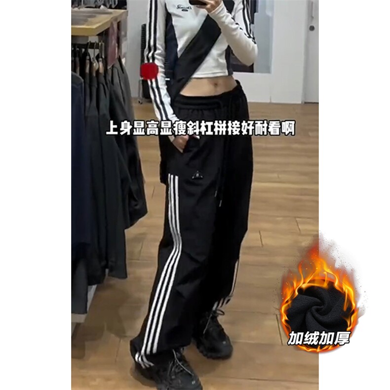 特批P34无差价冬季抖音银狐绒男女抽绳束脚冲锋裤K1347J加绒图片
