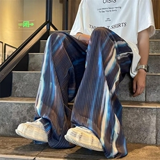 冰丝压褶压条阔腿扎染拖地裤HK167P38，男装休闲裤，星座1116-2