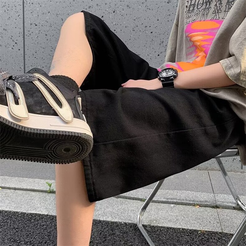 夏季港风复古直筒牛仔短裤男宽松休闲学生百搭五分裤潮 D5158图片