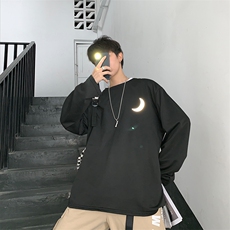 秋季韩版反光纯色ins百搭上衣港风潮流潮牌宽松休闲体恤T723-P32，男装T恤，星座512-4