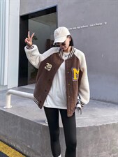 羊羔毛棒球服外套，其它，中广青青