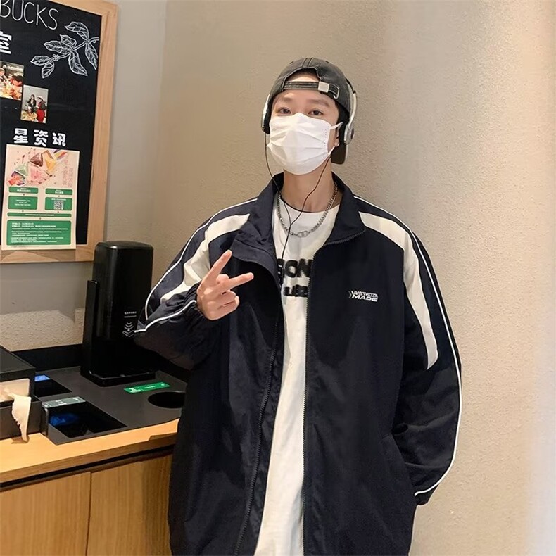 秋季新款拼色刺绣冲锋衣外套男宽松直筒痞帅夹克上衣W196-P58,男装夹克,星座1109-3