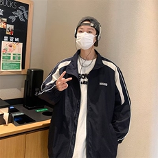秋季新款拼色刺绣冲锋衣外套男宽松直筒痞帅夹克上衣W196-P58，男装夹克，星座1109-3