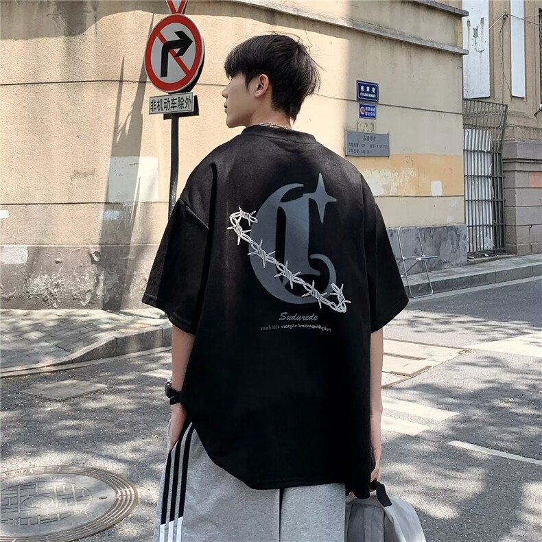 ins青春流行圆领时尚潮牌标准原宿印花潮T恤男夏季HXT6-P30,男装T恤,星座1109-3