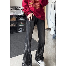 秋季新款Q2579-TP4068美式高街痞帅花纹修身显瘦微喇牛仔裤，男装牛仔裤，电商A102