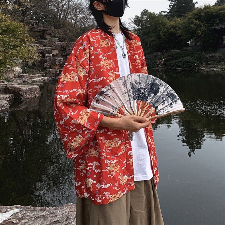 现货夏季大码新中式防晒服薄外套男女冰丝开衫道袍汉服F20/P40，男装防晒衣，钱塘713