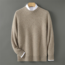 圆领毛衣内搭简约气质长袖宽松针织打底衫2024年秋季男装，男装羊毛衫，宇灿羊绒
