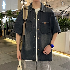 牛仔衬衫男士韩版潮流高街帅渐变色2024秋夏新款ins外套CY965-P59，男装衬衫，星座412-3