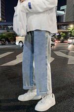 秋季纯色直筒牛仔裤男潮流韩版百搭宽松休闲裤帅气长裤KZ367，男装牛仔裤，星座1008
