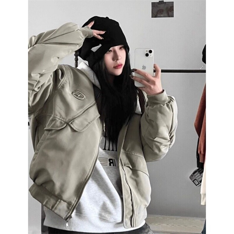 美式街头风小众设计感拉链棒球服外套春秋复古款飞行夹克oversize,男装夹克,星座506A