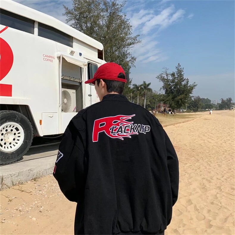 美式复古街头刺绣赛车服ins嘻哈机车服夹夹克情侣外套男J2658-p73,男装夹克,星座1008-2