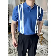 网T-2026新品针织毛衣短袖T恤凉感POLO衫T恤条纹打底衫WK04-P35，男装T恤，星座610B-1