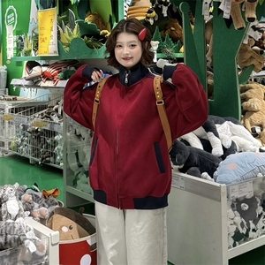 抖音得物高品质26春装美式高街重磅结构拼接织带立领卫衣外套CM42图片