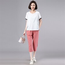 妈妈短袖T恤纯棉女大码薄2025中老年洋气夏季宽松遮肚子上衣显瘦，女装套装/套裙，奕阳依阁