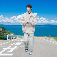 5512-P58翻领PU黑色皮夹克2025新款春秋季宽松百搭日常休闲上衣，男装夹克，电商B323A